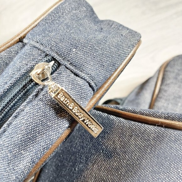 Bath And Body Works Denim Travel Shoulder Bag Tote Blue Matching Cosmetics Bags - Picture 5 of 16